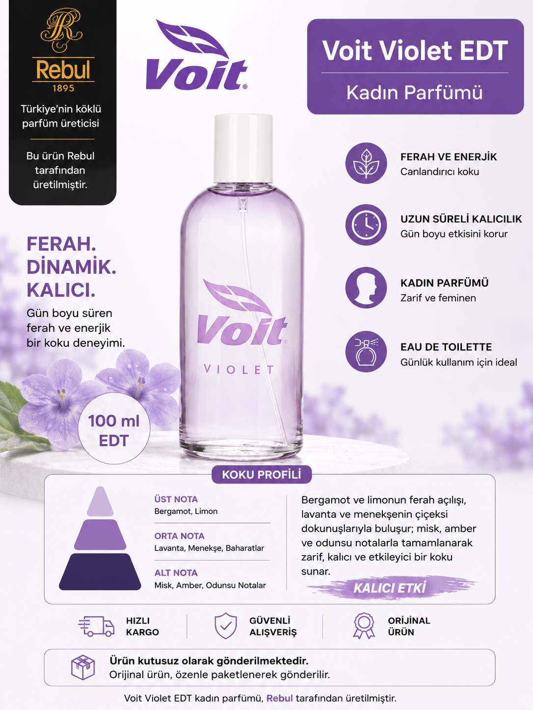 Voit Violet EDP 100 ML Kadın Parfüm ( Kutusuz ) Eau de Parfüm For Woman