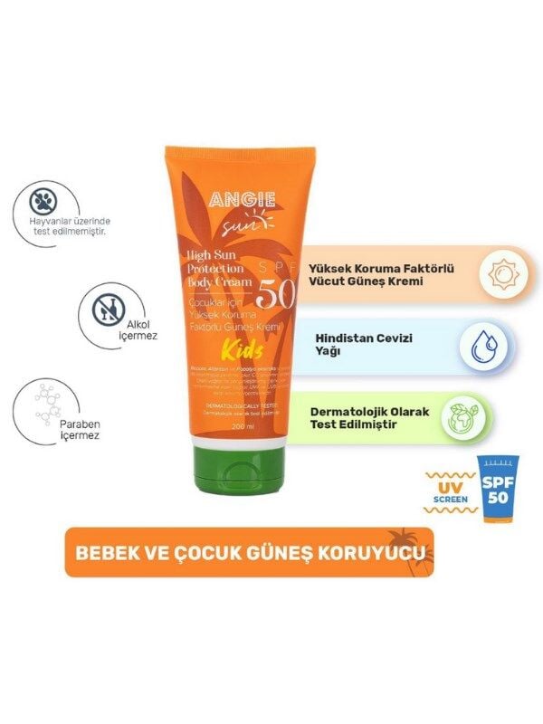 Angie Kids Sun 50 SPF Kids Güneş Kremi 200 ML Unisex