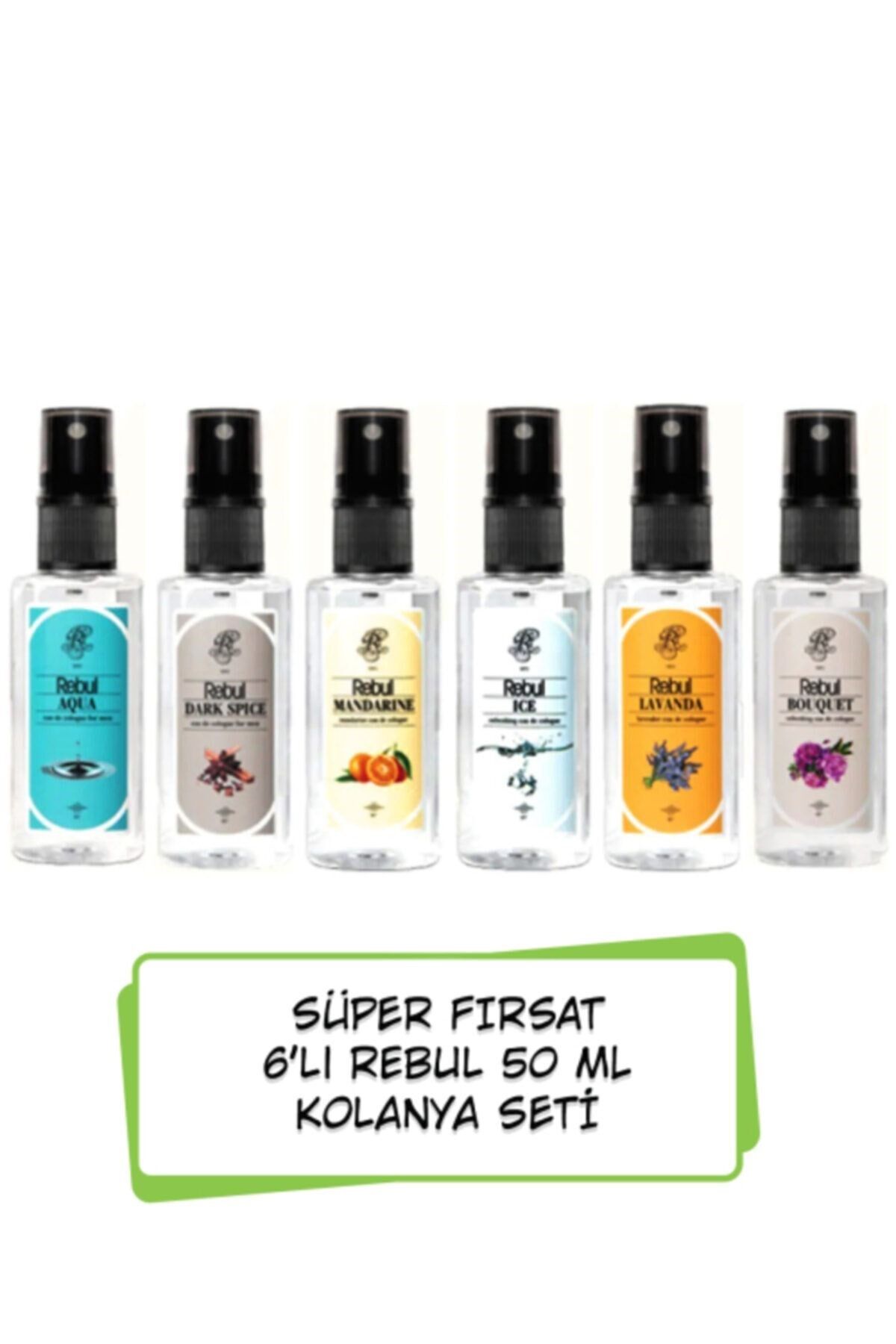 Rebul Kolonya 6'lı Özel Set 50 Ml Dark Spıce + Aqua + Ice + Mandarine + Lavanda + Bouquet