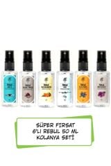 Rebul Kolonya 6'lı Özel Set 50 Ml Dark Spıce + Aqua + Ice + Mandarine + Lavanda + Bouquet