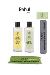 Rebul Sweet Lemon & Lime 250 ml Cam Şişe Kolonya 2’li Set + 10’lu Kolonyalı Mendil Hediyeli