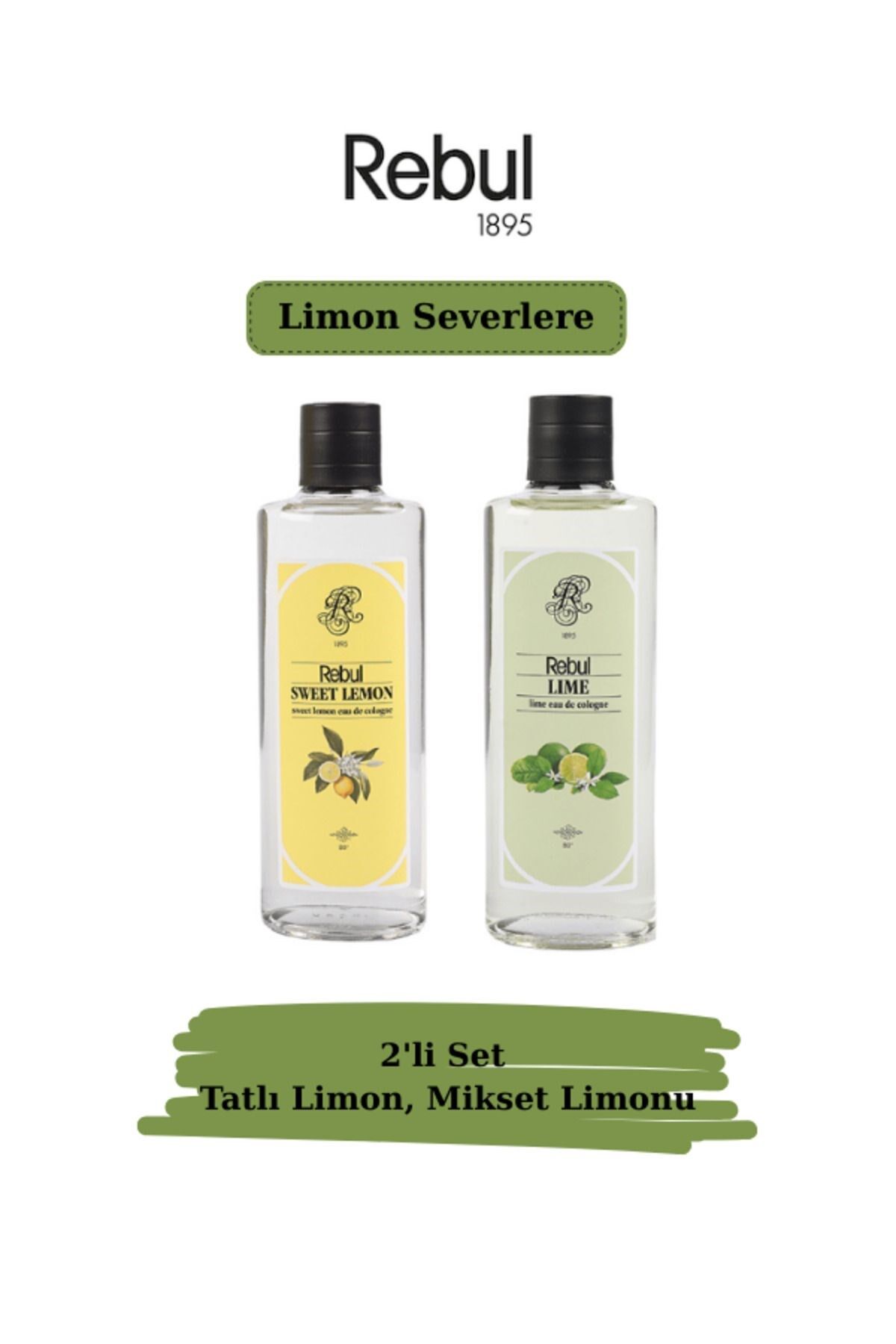 Rebul Sweet Lemon & Lime 250 ml Cam Şişe Kolonya 2’li Set + 10’lu Kolonyalı Mendil Hediyeli