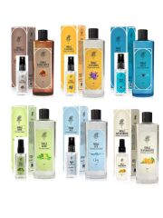 Rebul DarkSpice, Lavanda, Aqua, Lime, Ice, Mandarine Cam Şişe 250ml + Sprey Pet Şişe 50ml 6'lı