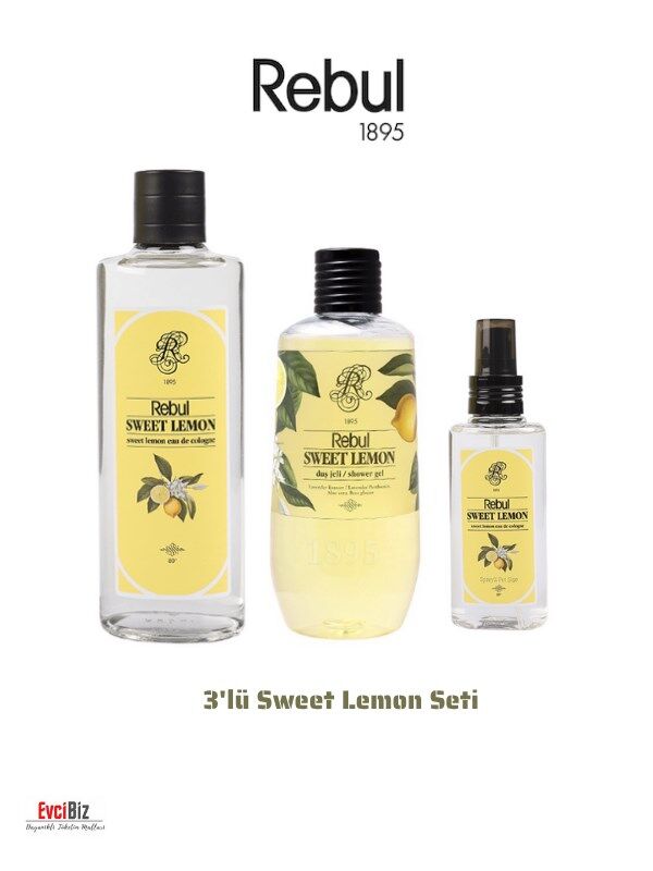 Rebul Sweet Lemon (Tatlı Limon) Edc 250ml Kolonya 500ml Duş Jeli 125ml Edc Kolonya 3'lü Avantaj Set