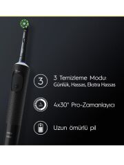 Oral-B D103 Vitality Pro Şarjlı Elektrikli Diş Fırçası Siyah, 9'lu Cross Action Yedek Başlık (Orta)