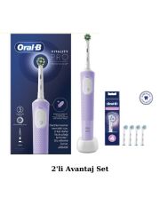 Oral-B D103 Vitality Pro Şarjlı Elektrikli Diş Fırçası, Lila - Sensitive Clean,  4'lü Yedek Başlık
