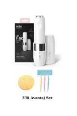 Braun Mini Tüy Alma Makinesi Pilli Seyahat Boy Bıyık, Çene - Sünger ve 3'lü Kaş Usturası Hediyeli
