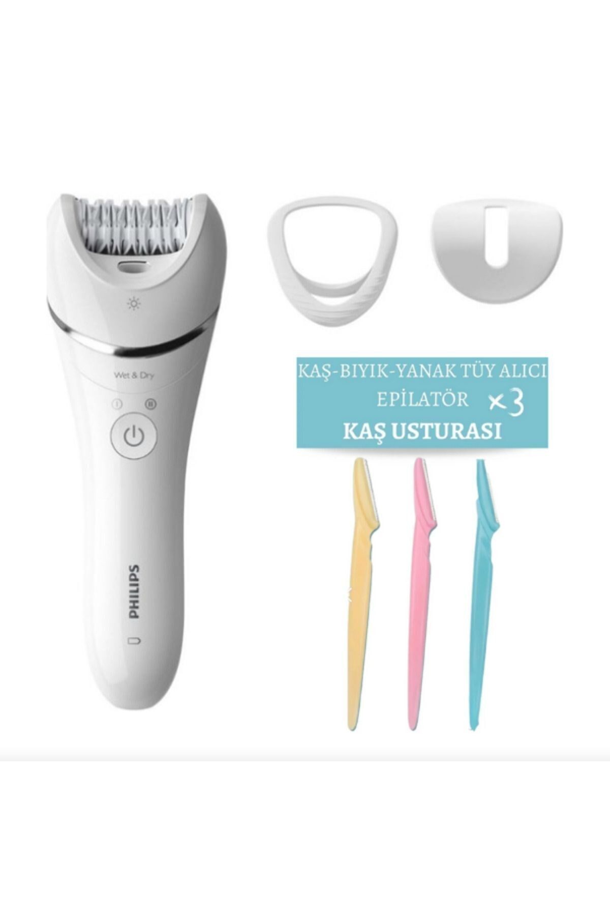 Philips Bre700/05 Islak Kuru Epilasyon Aleti - Yüz Jileti Ve Kaş Usturası 3'lü Ustura 2'li  Seti