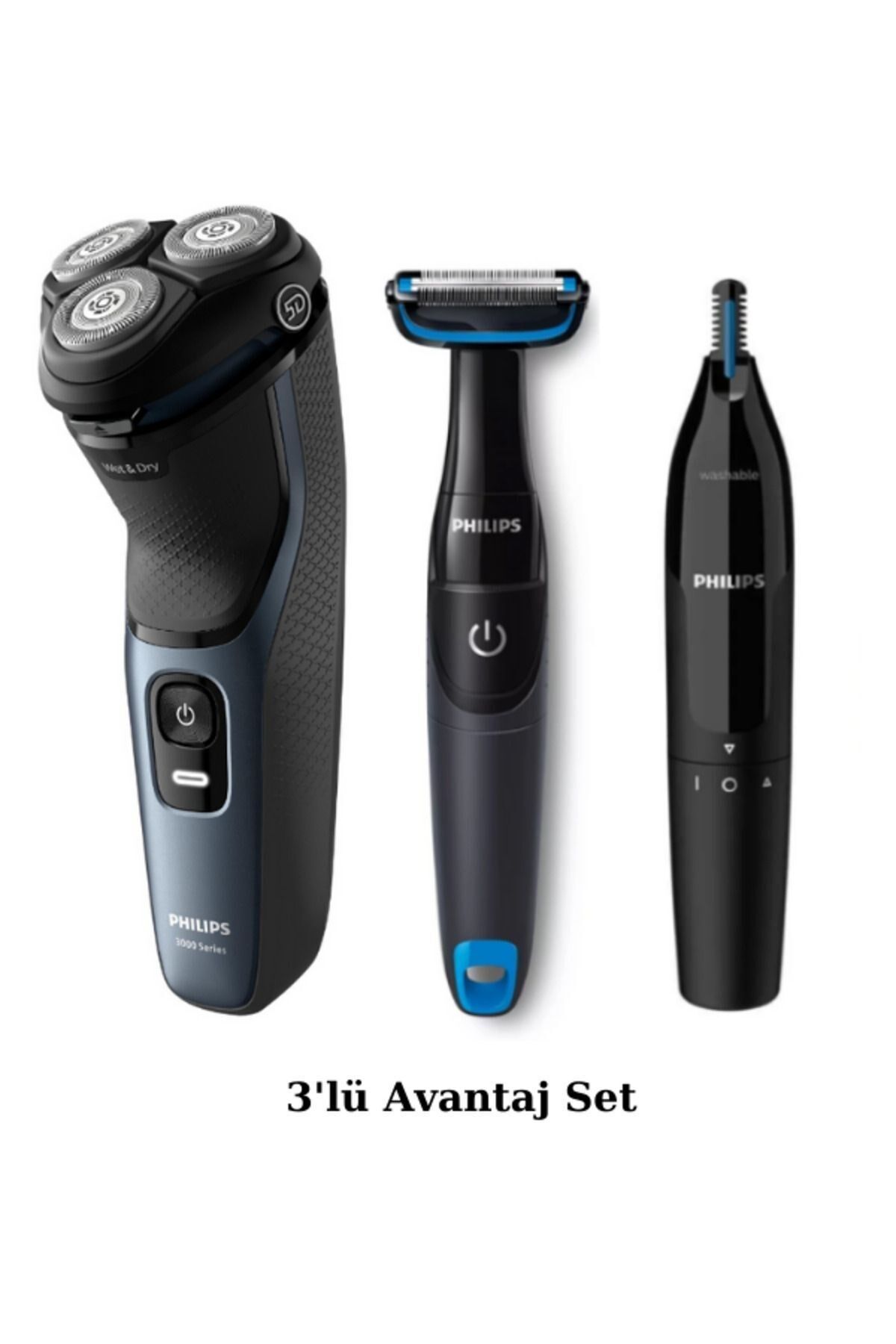 Philips S3144/00 Islak/Kuru Sinek Kaydı Tıraş Makinesi- Banyo Vücut Bakım  Kulak/Burun Tüy Kesme Set