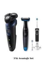 Philips S5445 Islak/Kuru Sinek Kaydı Tıraş Makinesi - Banyo Vücut Tıraş - Oral-B Diş Fırçası 3lü Set