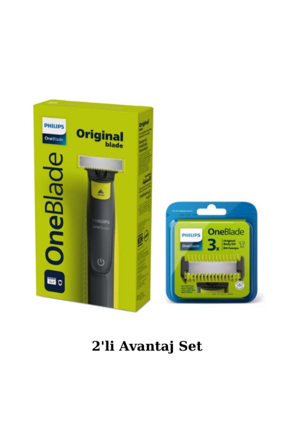 Philips Qp2724/20 5'i1 Arada Oneblade Yüz Ve Vücut Şekillendirici Qp630/51 3'lü Yedek Bıçak 2'li Set
