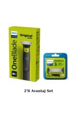 Philips Qp2724/20 5'i1 Arada Oneblade Yüz Ve Vücut Şekillendirici Qp630/51 3'lü Yedek Bıçak 2'li Set