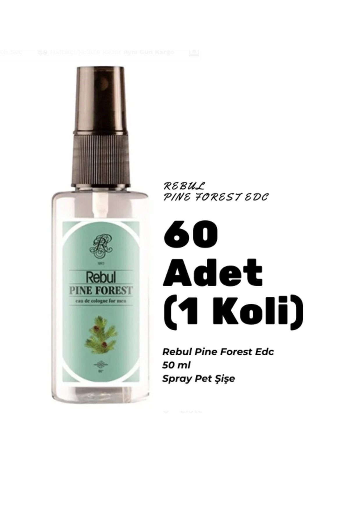 Rebul Pine Forest Edc 50ml Sprey Pet Şişe 60 Adet (1 koli) Pine Forest Kokulu Kolonya