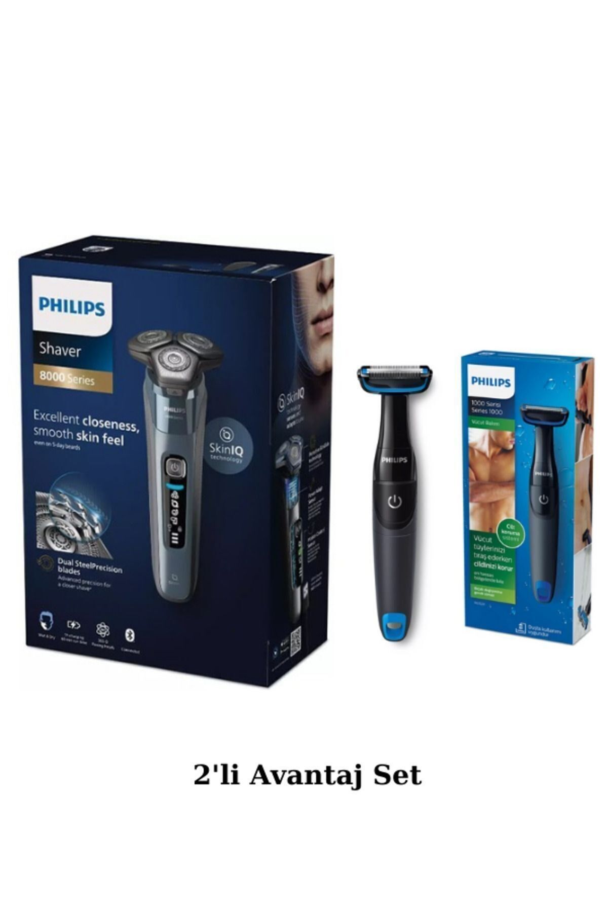Philips Shaver Series 8000 S8692/35 Aquatouch Islak Kuru Tıraş Makinesi + BG1024 Vücut Tıraş Seti