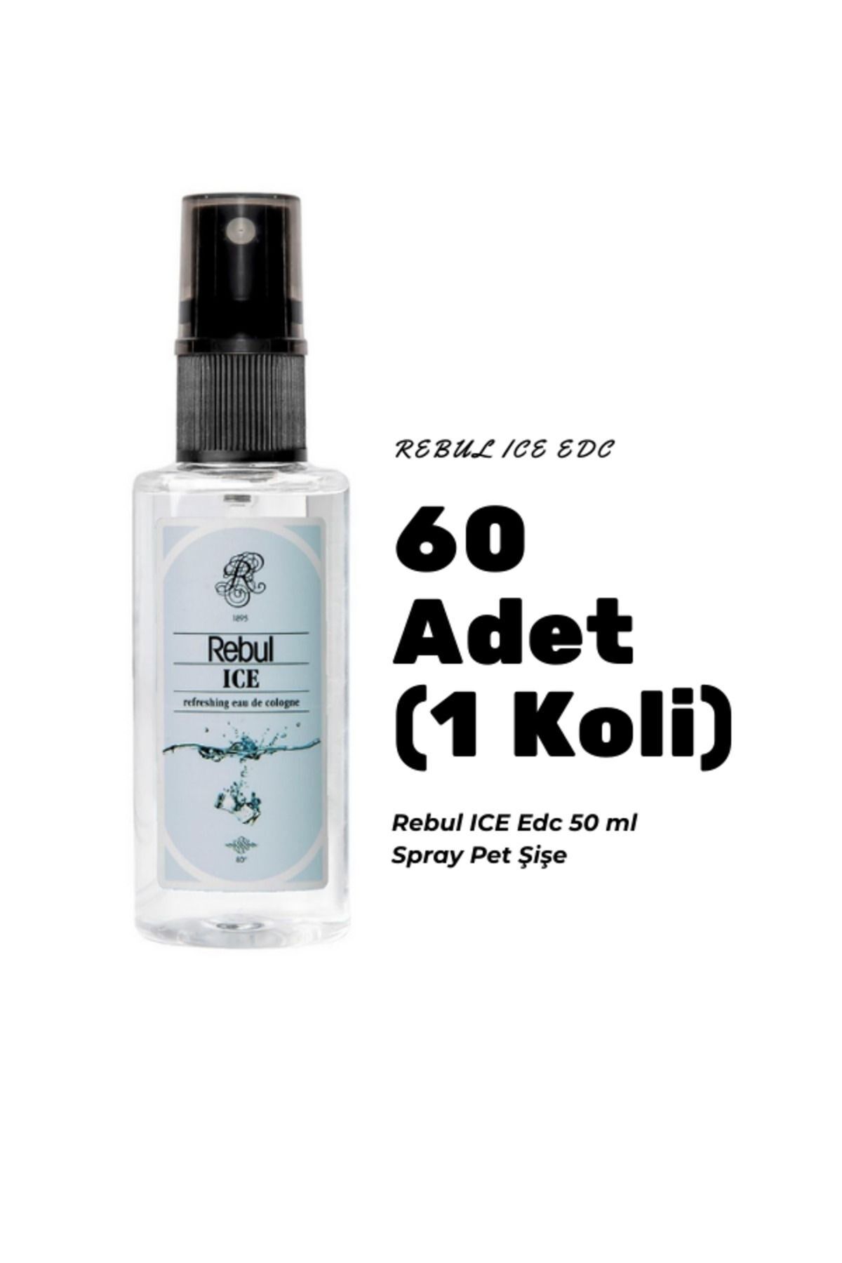 Rebul ICE Edc 50ml Sprey Pet Şişe 60 Adet (1 koli) ICE Kokulu Kolonya