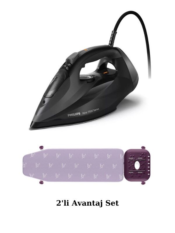 Philips Azur 7500 Serisi 3200 W Buharlı Ütü, Alev Almaz Kumaşlı Ütü Masası Çeyiz Seti