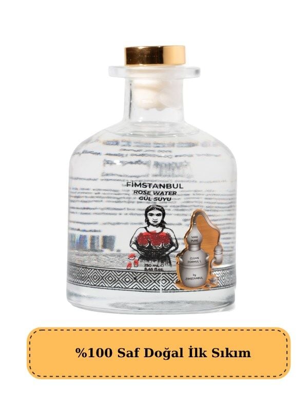 Fimstanbul İlk Sıkım %100 Saf Doğal Gül Suyu 250 ml – Rose Water - Cam Şişe – Yaprak Taneli