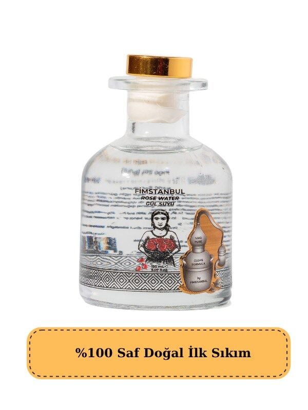 Fimstanbul İlk Sıkım %100 Saf Doğal Gül Suyu 150 ml – Rose Water - Cam Şişe – Yaprak Taneli