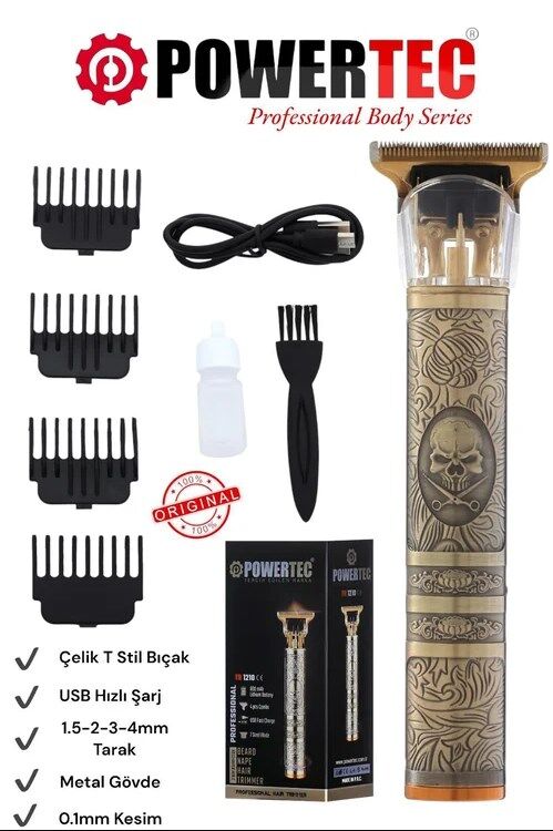 Powertec TR-1210 Profesyonel Usb Şarjlı Sakal Vücut Kıl Tüy Alma Lazer Öncesi Epilasyon Makinesi