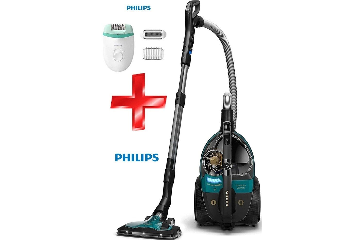 Philips XB9185 Marathon Koldan Kumandalı LED Başlıklı Torbasız Süpürge, Epilasyon Cihazı Hediyeli