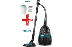 Philips XB9185 Marathon Koldan Kumandalı LED Başlıklı Torbasız Süpürge, Epilasyon Cihazı Hediyeli