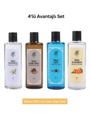 Rebul 250 ml Cam Şişeli Kolonya Seti Magnolia - Dark Spice - Aqua - Mandarine