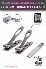 Muggio Ultra Geniş Ağızlı Tırnak Makası Seti 3 Parça | Kalın ve Mantarlı Tırnaklar İçin