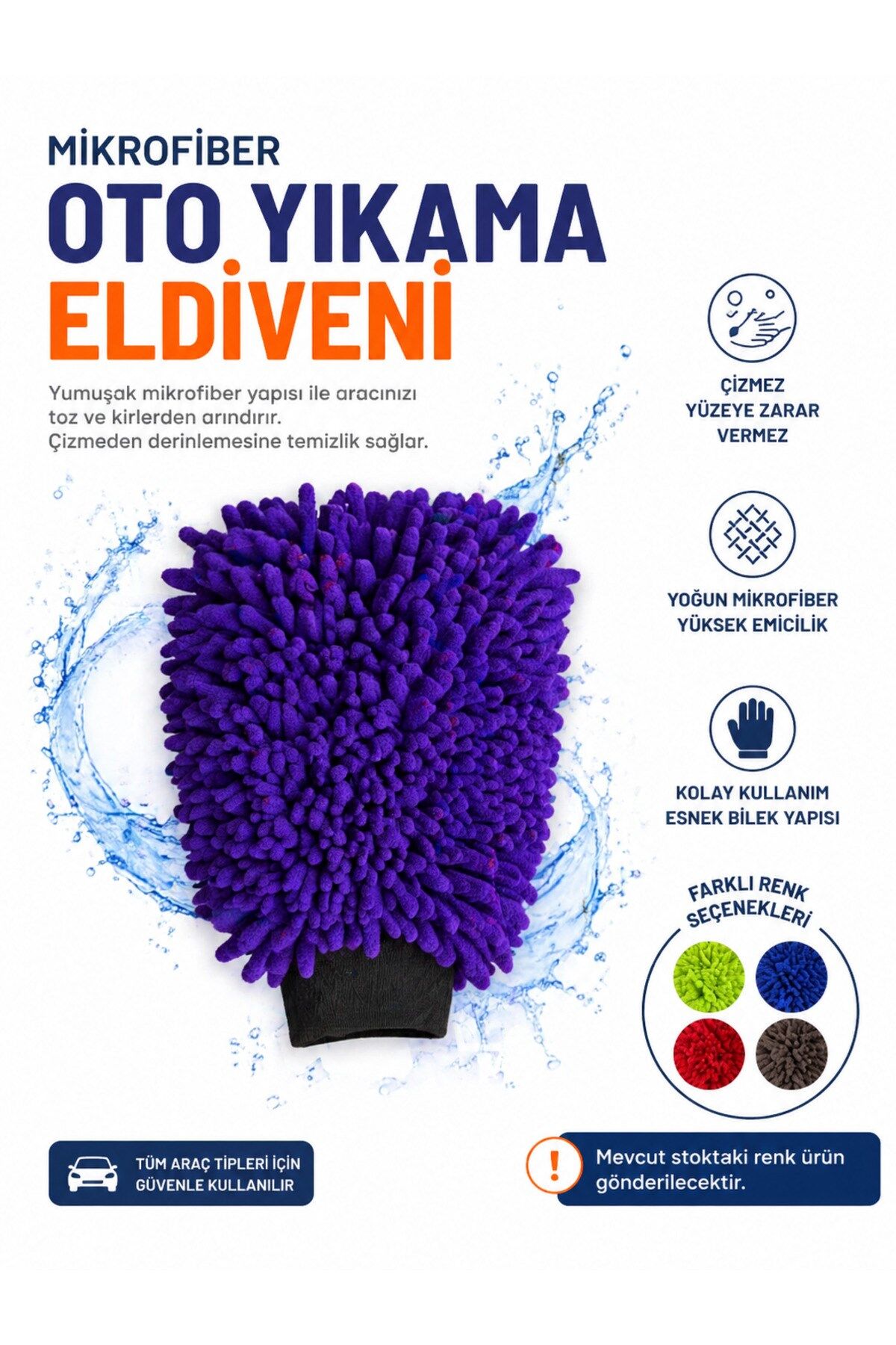 Muggio Mikrofiber Oto Yıkama Eldiveni 18x32 cm – Çizmez, Yüksek Köpük & Su Emici