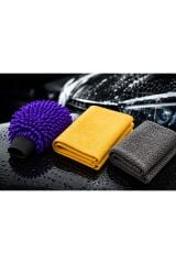 Muggio 3’lü Profesyonel Oto Temizlik Seti Mikrofiber Eldiven + Güderi Bez + Tank Oto Bezi