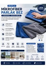 Muggio 50x70 Mikrofiber Parlak Bez Oto Kurulama Temizlik Bezi İz Tüy Hav Bırakmaz 1 Adet