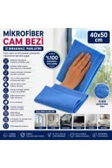 Muggio 40x50 Mikrofiber Cam Bezi, Cam Silme Bezi İz Tüy Hav Bırakmaz Ayna Parlatma Bezi 1 Adet