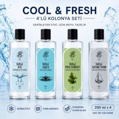 Rebul Cool & Fresh 4’lü Kolonya Seti 250 ml | Ice, Aqua, Pine Forest, Azure Noir