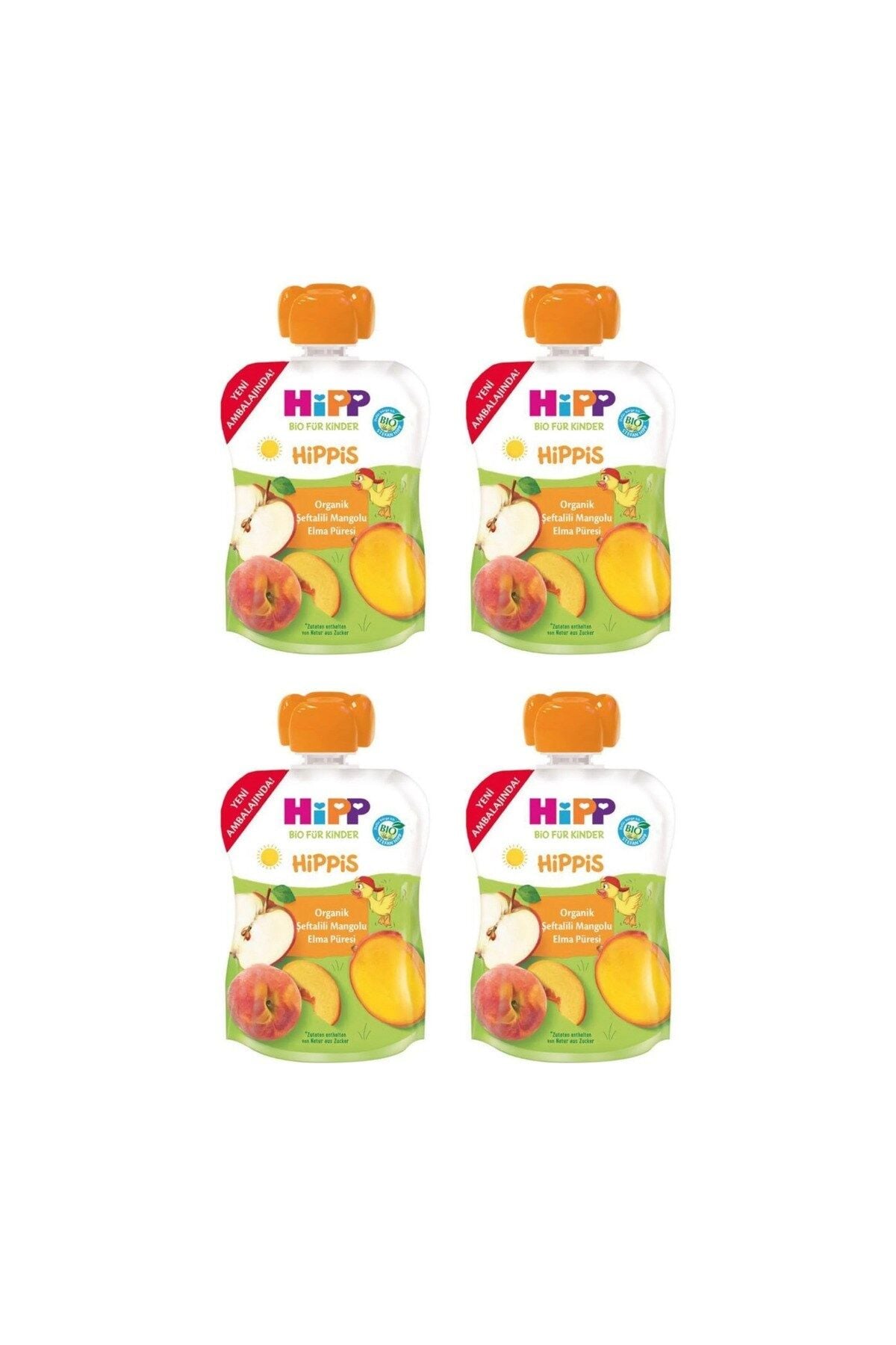 HiPP Organik Şeftali Mangolu Elma Püresi 100gr X 4 Adet