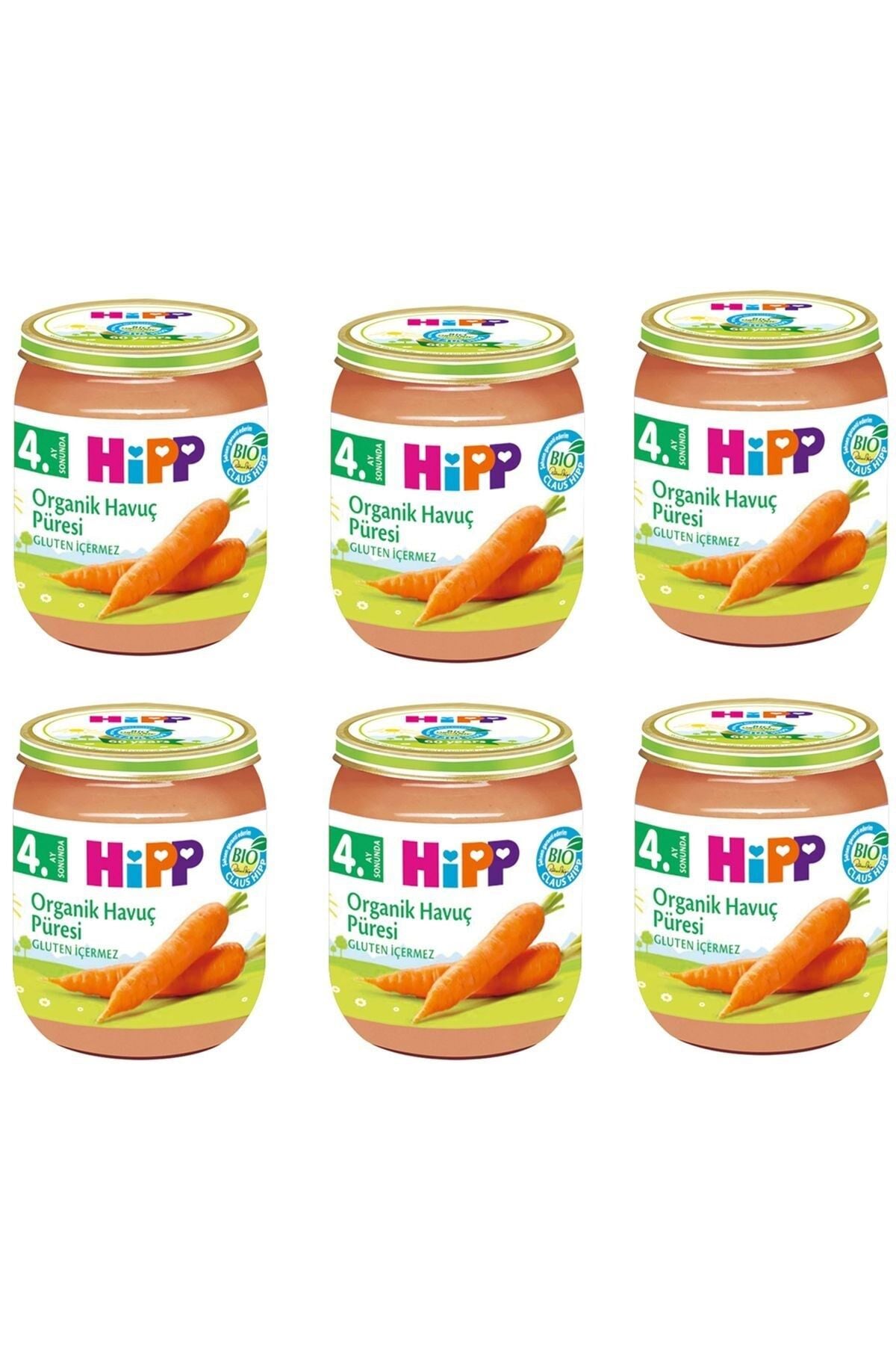 HiPP Kavanoz Maması Organik Havuç Püresi 125 gr 6 Adet