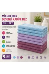 Muggio 30x30 Düz Mikrofiber Kadife Temizlik Bezi 9'lu Set – Ultra Yumuşak, İz & Tüy Bırakmaz