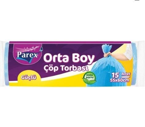 Parex Güçlü Orta Boy Çöp Torbası Mavi 55 x 60 CM