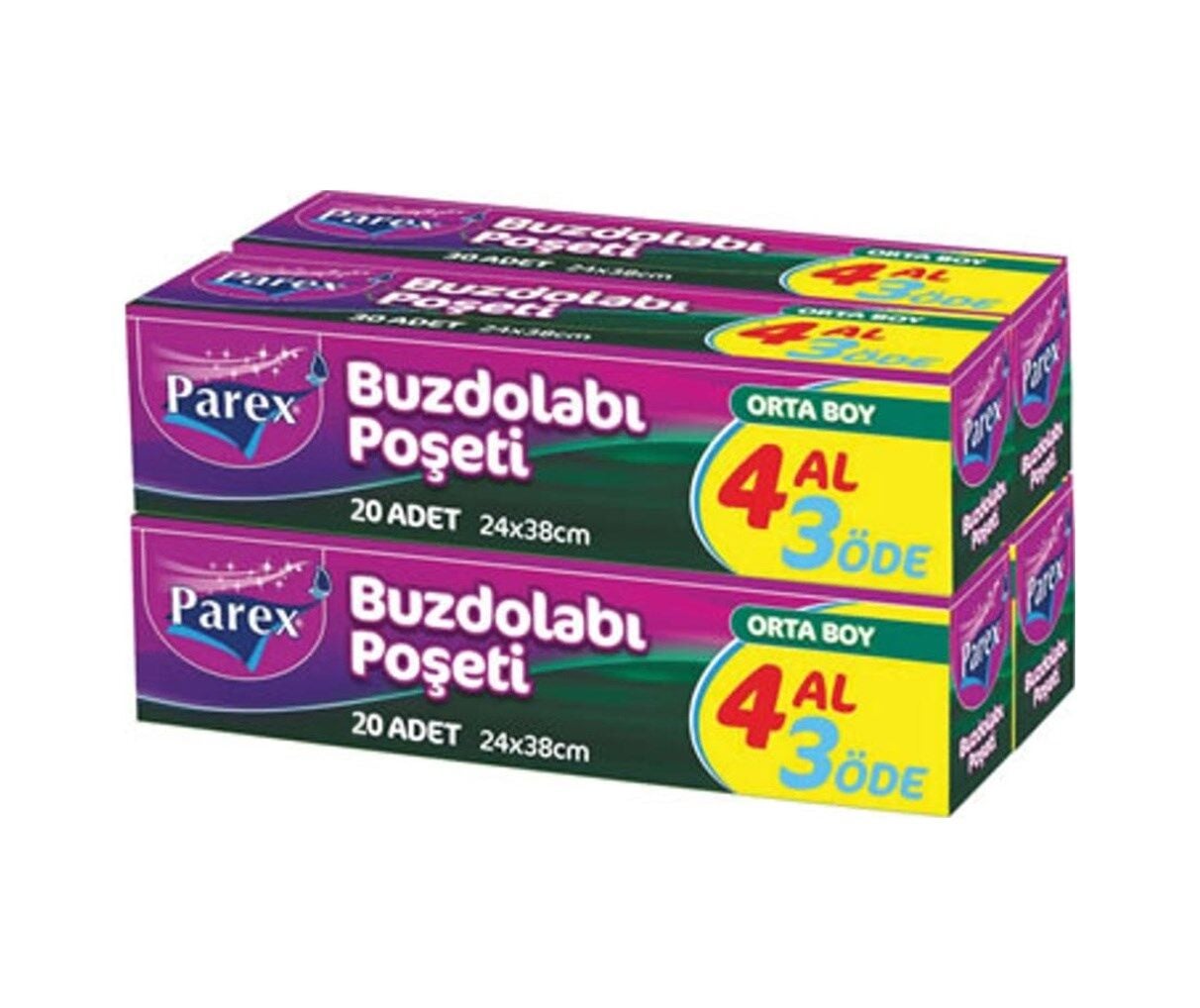Parex 4 Al 3 Öde Orta Boy Yeni Tip Buzdolabı Poşeti 24 x 38 CM