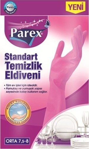 Parex Standart Temizlik Eldiveni Orta Boy  Pembe
