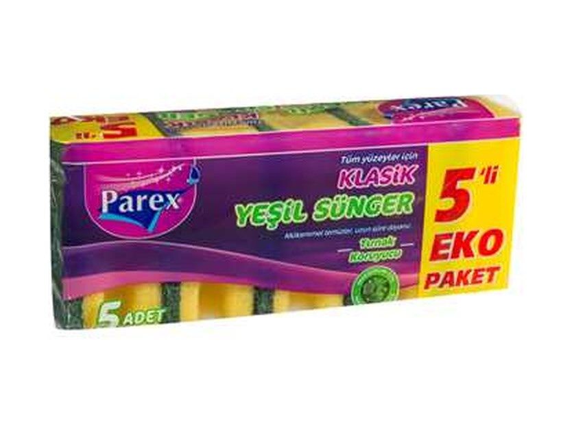 Parex Eko Klasik Yeşil Tırnak Koruyucu Bulaşık Süngeri 5 Adet