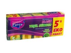 Parex Eko Klasik Yeşil Tırnak Koruyucu Bulaşık Süngeri 5 Adet
