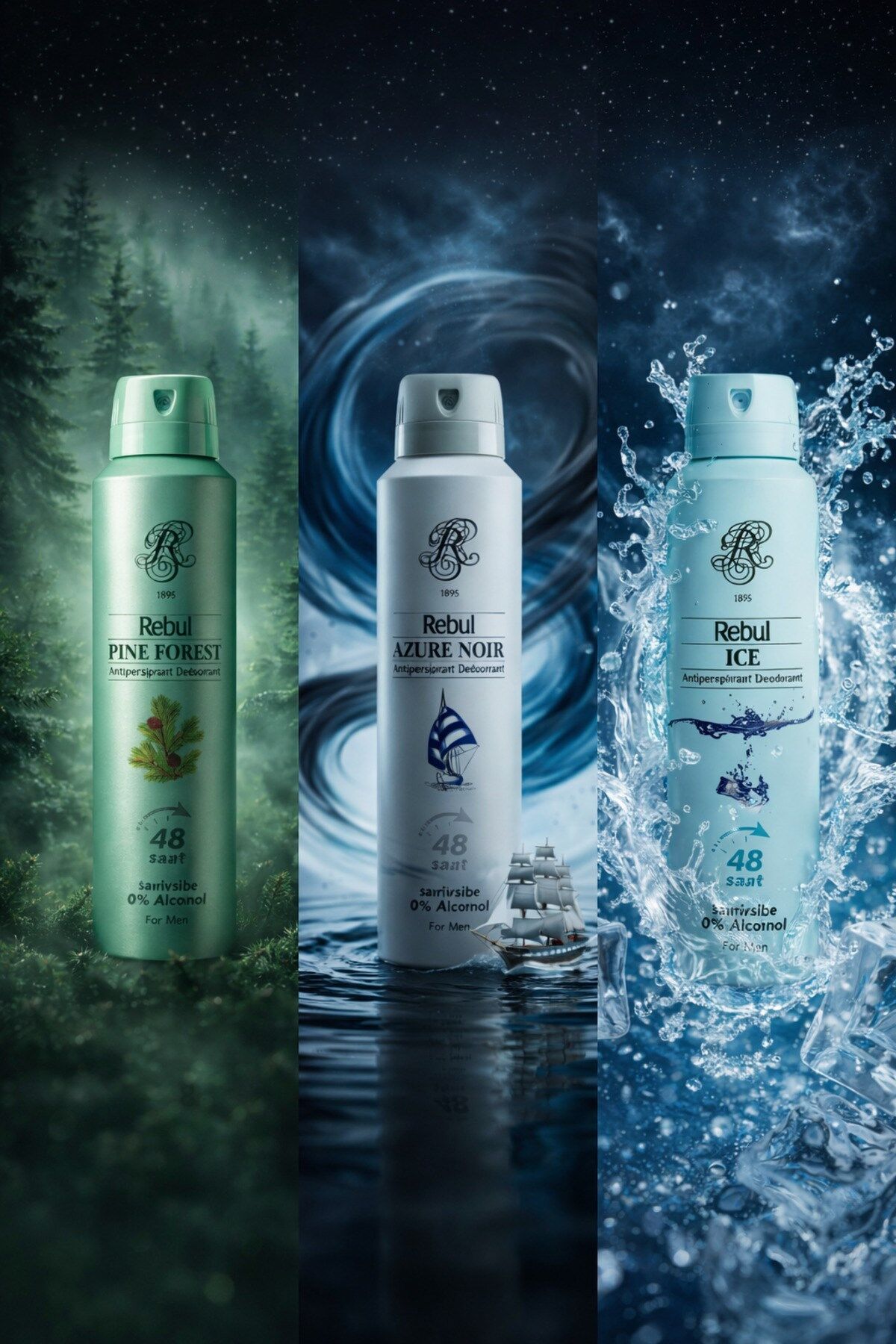 Rebul Erkek Deodorant Seti 150 ml Pine Forest - Azure Noir - Ice