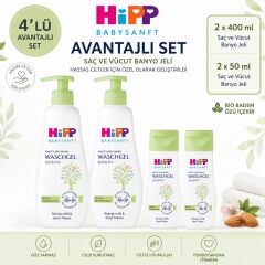 HiPP Babysanft Saç ve Vücut Banyo Jeli 2x400 ml + 2x50 ml Yenidoğan Avantajlı 4'lü Set