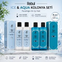 Rebul Ice - Aqua 4'lü Kolonya Seti 2 Ice 2 Aqua 4x250 ml Cam Şişe