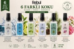 Rebul 6'lı Avantaj Kolonya Seti 50 ml Pet Şişe Aqua Lime Magnolia Bouquet Pine Forest Azure Noir