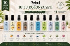 Rebul 10'lu 50 ml Sprey Kolonya Seti Pet Şişe 10 Farklı Koku Ferahlatıcı Avantaj Paketi
