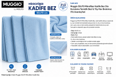 Muggio  50x70 Mikrofiber Kadife Bez 3'lü Set | Oto Kurulama Bezi, Oto Yıkama Bezi, Yüksek Emicilik,