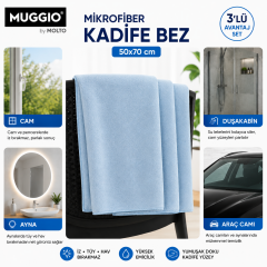 Muggio  50x70 Mikrofiber Kadife Bez 3'lü Set | Oto Kurulama Bezi, Oto Yıkama Bezi, Yüksek Emicilik,