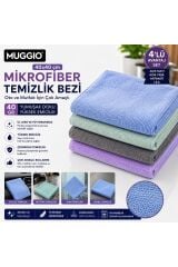 Muggio 40x40 Mikrofiber Temizlik Bezi 40 gr 4'lü Set | Oto Mutfak Cam Bezi İz Tüy Hav Bırakmaz