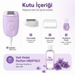 Philips Epilatör Series 2000 BRE237/05 Kablolu Epilatör + Voilet 100 ml Kadın Parfüm Hediyeli