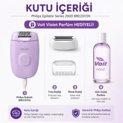 Philips Epilatör Series 2000 BRE237/05 Kablolu Epilatör + Voilet 100 ml Kadın Parfüm Hediyeli
